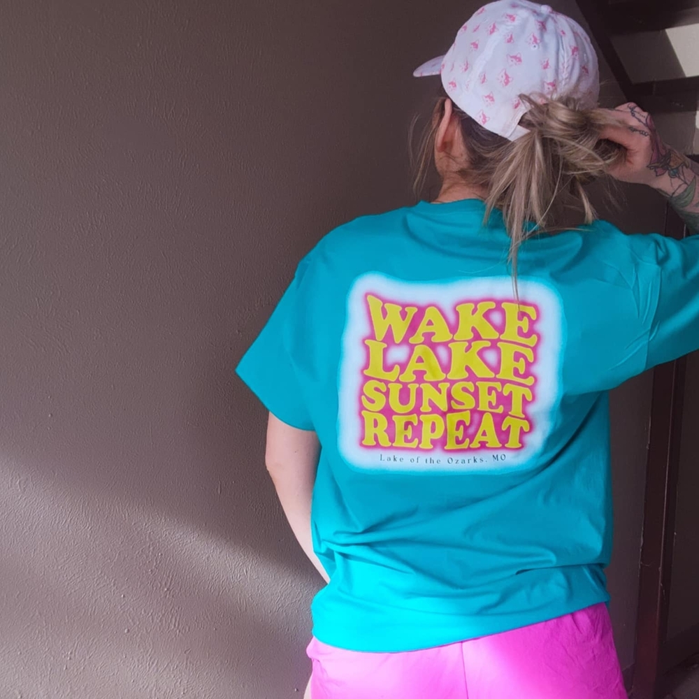 Wake Lake Sunset Repeat Graphic Tee